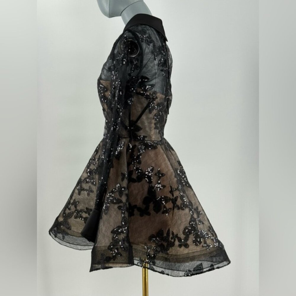 🆕 BRONX & BANCO 🧿 NWOT Maraya Jasmine Black Sequin Lace Mini Dress, Sz M US 6 - Picture 10 of 16